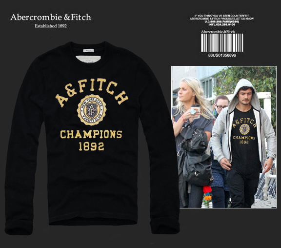 Abercrombie Fitch Hombres De Cuello Redondo Con Gente Fotos Largo Remera AF6030